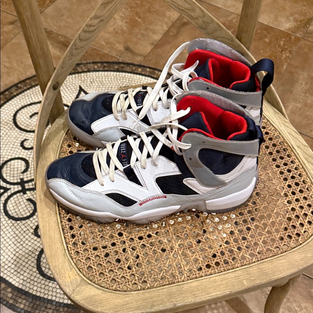 Men’s Jordan High-Top Sneakers - Navy, White, and Red